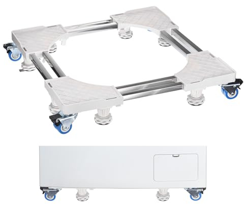 QUARKZMAN Mini Kühlschrankständer mit 4 feststellbaren Rädern und 8 stabilen Füßen, verstellbare Dolly Waschmaschinen-Standbasis für Waschmaschine, Trockner, Kühlschrank