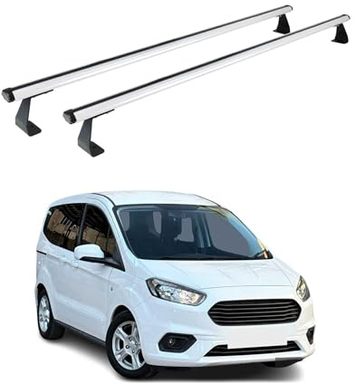 OMAC Heavy Duty Barre Portatutto Trasversali Compatibili con Ford Transit Courier I 2014-2023 – 2 Stangen – Alluminio Argento