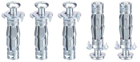 DTGN M6x37mm Hollow Wall Anchors - 5 Pack - Good for Hollow Wall Plaster Walls - Carbon Steel Hollow Drywall Anchors Screws, Silver