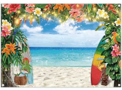 Luminora 2,1 x 1,5 m Toile de Fond en Tissu Motif Plage hawaïenne