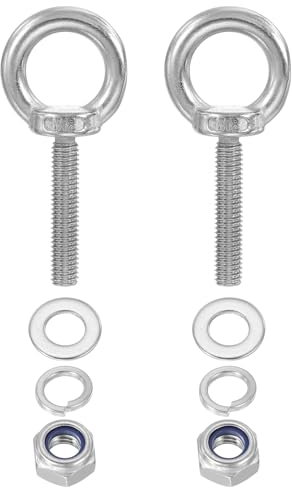 PATIKIL M8 x 40mm Boulon À Oeil Avec Écrou, 2 Pièces 304 Acier Inoxydable Boulon À Oeil De Levage À Filetage Pour Hanging, Argent