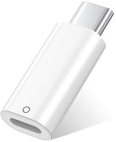 TiMOVO Adattatore da USB C a Pencil per Apple Pencil di 1a Gen, Adattatore di Ricarica da USB C Maschio a Lightning Femmina per iPad di 11/10a Gen, Caricatore con Connettore Bluetooth, Bianco​