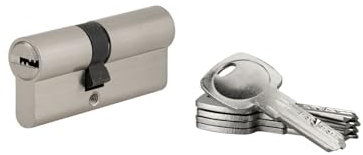 Cylindre de Serrure, Double Entrée, 5G Dynamic, 45x50 mm, Nickelé, Anti-Arrachement, Anti-Perçage, 5 Clés, Mécanisme à 5 Goupilles, Utilisation en Extérieur, SERRURERIE DE PICARDIE