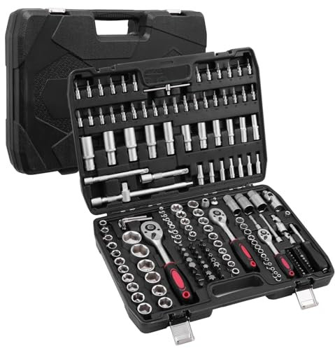 Victoam Steckschlüsselsatz, 172-teilig,Knarrenkasten,mit Abtrieb-Profile unter anderem: Innen- und Außen Sechskant, Kreuz- Schlitz und Pozidriv,Verlängerungen