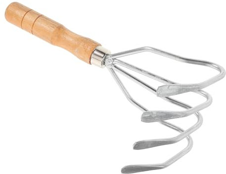 POPETPOP Râteau à Palourdes Ergonomique pour Jardinage Et Ramassage De Coquillages Métal Et Outil Portable à 4 Dents Plage Jardinage Et Solide