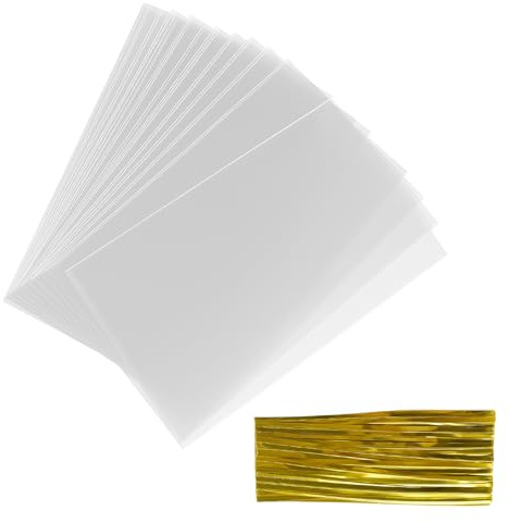 100 Pièces Sachet Transparent avec Cravates, 15x20cm avec Attaches dorées, Sachet Bonbon Transparent OPP Alimentaire pour Biscuits, Chocolats, sac Bonbon Anniversaire, Cadeaux et Fêtes