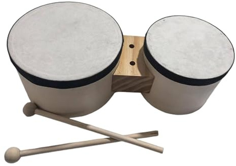 MotiveTech Tambores Bongo de 5” Y 6” Tradicionales Portátiles Profesionales Compactos para Niños