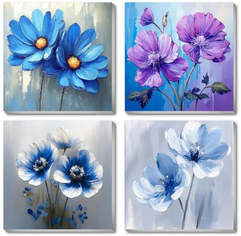 Auroriel 4 Piece Paint By Numbers Set For Adults Children Easy Framed Paint By Numbers Sets DIY Simple Flower Acrylic Oil Painting Numbers Sets For Home