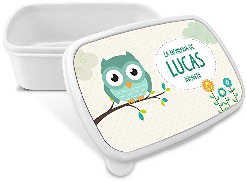 LolaPix Fiambrera Personalizada Infantil. Caja Merienda. Caja Almuerzo Infantil. Tuper Niño Colegio. Taper Niños Colegio Personalizado. Taper niña niño. COLOR A ELEGIR. Buho