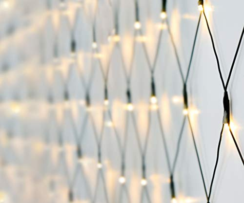 Spetebo LED-ljusnät 300 x 300 cm med 240 lysdioder – varmt vitt – lämpligt för inomhus- och utomhusbruk – kabelfärg: transparent