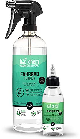 bio-chem Fahrrad Reinigungs-Set, Pflege-Set bestehend aus 1x Fahrradreiniger 750 ml + 1x Antriebsöl 100 ml für alle Fahrräder, Mountainbike, E-Bike