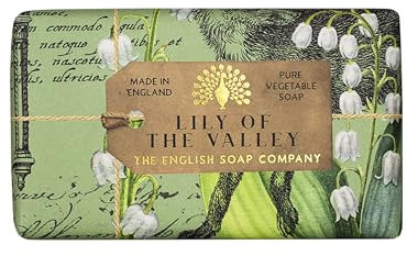 The English Soap Company Anniversary Lily of the Valley Soap - Luxury Shea Butter Bar with Fresh Floral Green Scent - Vegan Friendly, Plastic-Free Recyclable Packaging, Made in England - 190g
