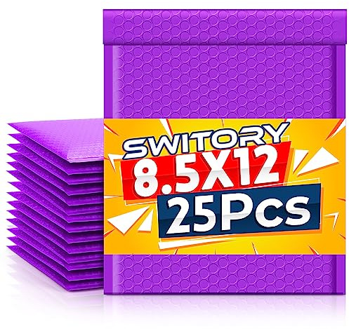 Switory 25 sobres acolchados de burbujas A4, sobres de burbujas, bolsas de embalaje forradas autoadhesivas morado, 21,6 x 28 cm