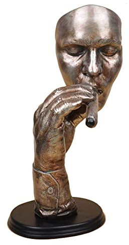 HTian Creative Abstract Man Smoking Cigarette Statue,The Thinker Figurine Face Sculptures Home Decor,Exquisite Resin Artworks Figure