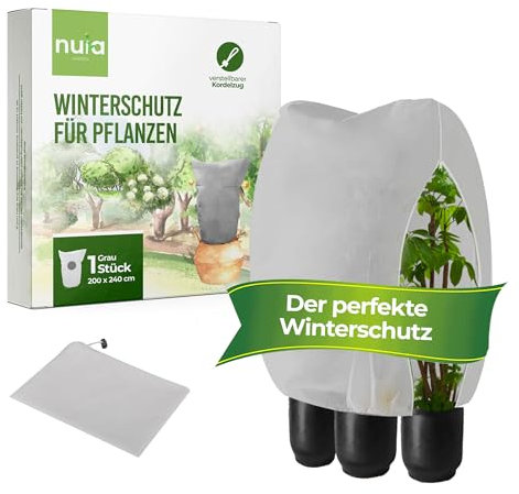 nuia Pflanzen Winterschutz RIESIG außen, 240x200cm 70g/m² Winterschutz FüR Kübelpflanzen, reißfest, Frostschutz Winterflies, Pflanzenschutz Winter für Palmen & Olivenbaum