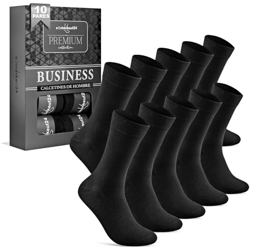 sockenkauf24 10 Paia Calze Uomo Classiche Eleganti Calzini Neri Comode Cotone Traspiranti 15800 (Nero 39-42)