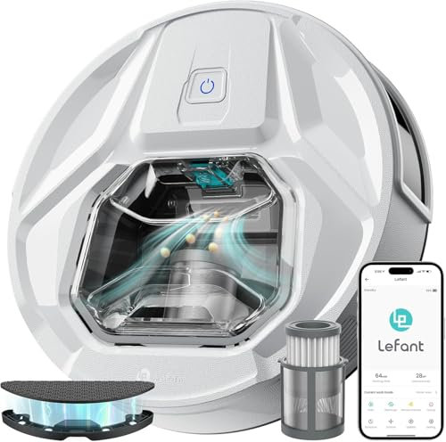 LEFANT M320 Robot Aspirador y Fregasuelos 3 en 1, 6000Pa, Navegación de Precisión, Contenedor de Polvo Visible 800ML, 210 Minutos, WiFi/App, Ideal para Pelo de Mascota, Alfombras y más