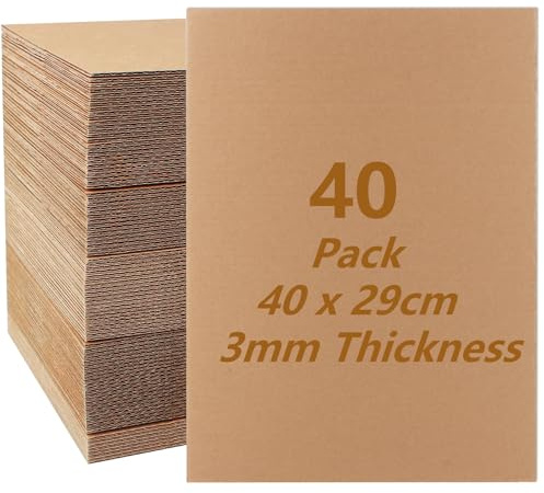 MUXHEL 40 unidades de cartón ondulado de 3 mm de grosor, cartón ondulado para manualidades, cartón grueso para manualidades, manualidades, 290 x 400 mm