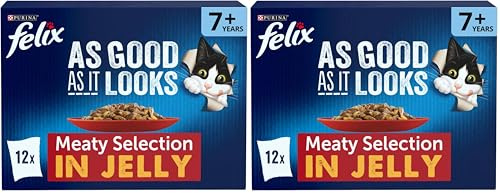 FELIX As Good As it Looks Senior 7+ Meat in Jelly Wet Cat Food 12x85g (Pack of 2)