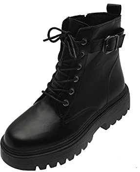 Bottes à lacets imperméables pour femme - Bottines de marche classiques avec fermeture éclair latérale et talons bas - Style décontracté et confortable - Pour la randonnée, le travail