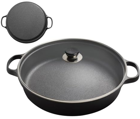 Generisch Sartén de parrilla antiadherente, sartén para barbacoa de cocina con tapa transparente - Herramienta de cocina ergonómica para freír aperitivos, tortitas de filete y tortilla