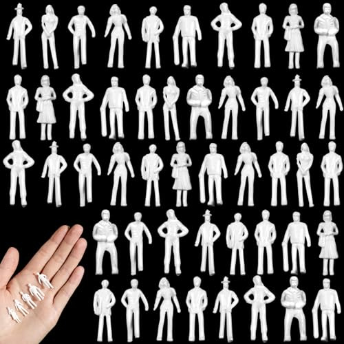 Namalu 150 Personajes en Miniatura para Modelismo 1:75 Escala Muñecos Figuras de Diorama Figuritas de Personas Blancas sin Pintar Mini Maquetas Arquitectónica Modelos de Personas para Escenas Trenes