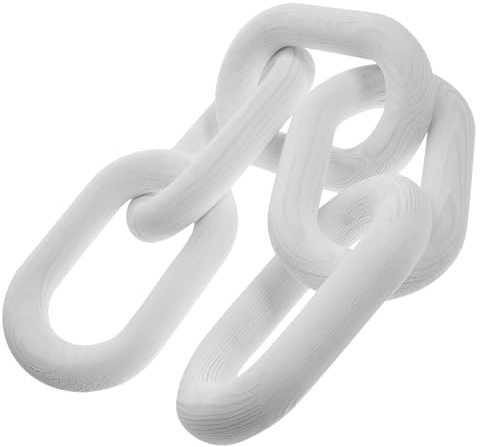 YARNOW Ornamento da Scrivania in Legno Bianco Catena a Nodi, Decorazione per Casa e Ufficio, Complemento D’arredo Neutro per Soggiorno e Cameretta