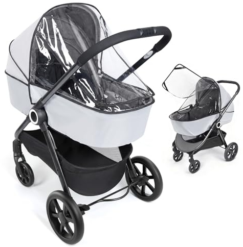 Orzbow Rain Cover for Pram, Large Viewing Window for Easy Access, Clear | Universal Rain Cover for Pushchair, Ventilation Gap Design for Superior Breathability, Quick Install, Transparent