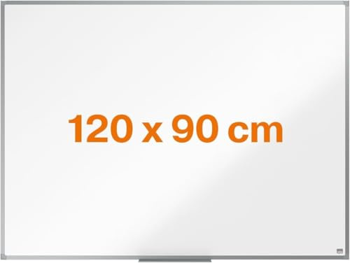 Nobo Magnetisk Whiteboardtavla Stål, 1200 x 900mm, Aluminiumram, Hörnfästning, Inkluderar Hylla för Whiteboardpennor, Essence-kollektionen, Vit, 1905211