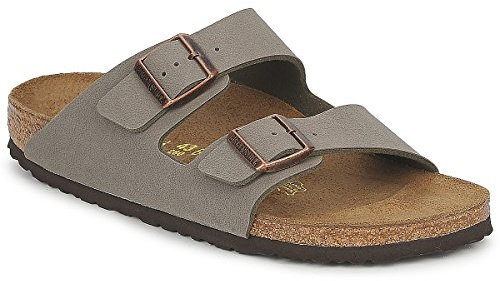 BIRKENSTOCK Unisex-Erwachsene Arizona Birko-Flor Pantoletten, Grau (Stone), 38 EU