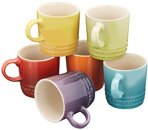 Le Creuset Stoneware Espresso Mugs, Set of 6, Multi-Colour