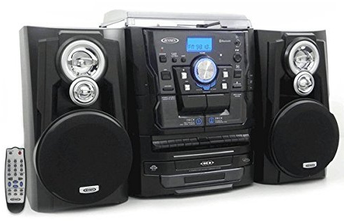 Jensen All-in-One Hi-Fi Stereo CD Player Turntable & Digital AM/FM Radio Tuner Tape Cassette Player Mega Bass Reflex Stereo Sound System