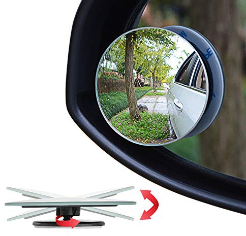 Ampper 2 Round Blind Spot Mirrors, Adjustabe HD Glass Convex Wide Angle Rear View Car SUV Universal Fit Stick-On Lens, Pack of 4