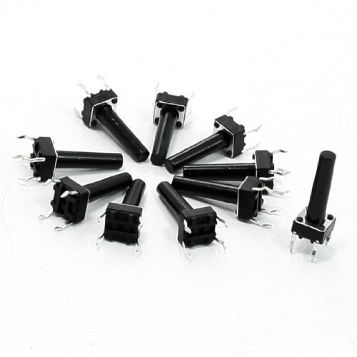 sourcing map 10 Pcs 6x6x17mm 4-Pin DIP PCB Momentary Tactile Tact Push Button Switch