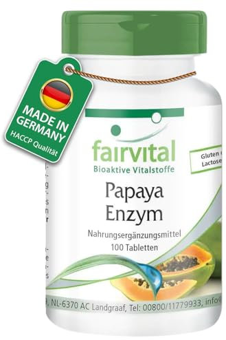 Fairvital | Papaya Enzym Tabletten - 100 Tabletten - HOCHDOSIERT - VEGAN - mit Papain, Amylase und Protease