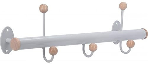 SIRO Hakenleiste Burg, Modern, Stahl - Holz silbergrau metallic pulverbeschichtet ahorn natur lackiert, 412 mm x 102 mm x 124 mm, LA 348 mm, 1295-412PB19HZ34