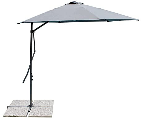 MilaniHome Parasol de Jardin ø 3 Poteau latérale Serviette Gris pour extérieur, Restaurant glacés Bar Hôtel Hôtel