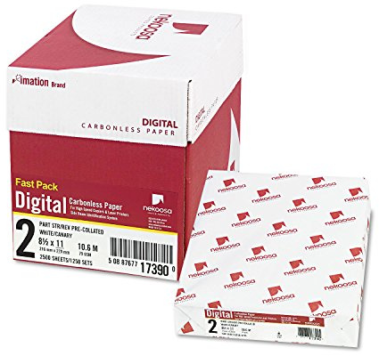 Nekoosa 17390 Fast Pack Digital Carbonless Paper, 8-1/2 x 11, White/Canary, 2500/Carton