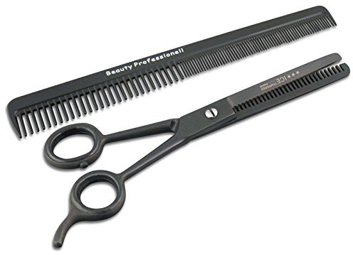 Beauty Haarpflege-Set Modellierschere Effilierschere 1-Seitig 13,97 cm Schwarz Ausdünn-Haarschere 2-Teilig