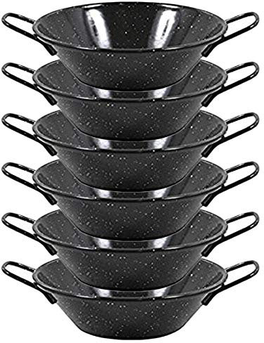 Menax - Paellera Honda Mini - Acero Vitrificado Antiadherente - Diámetro 16 cm - Set de 6