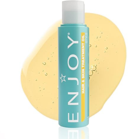 Enjoy Hair & Skin Treatment Oil, Quick-Absorbing Argan and Linseed Oil Blend, Weightless Hydration and Faster Drying Time for Hair and Body, 3.4 Oz