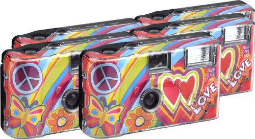 TopShot Love Cult Einwegkamera/Hochzeitskamera (27 Fotos, Blitz, 5-er Pack)