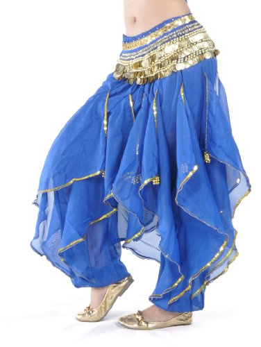BellyLady Pantalones harén para danza del vientre, tribales, holgados, árabes, para Halloween, azul marino, Talla única