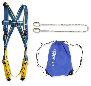 Irudek KIT ROQUE NUBLO L-XL - Kit de Retención para Trabajos en Altura | Arnés Light Plus 2 + Cuerda Nexion 150 cm + 2 Mosquetones Steelsafe | EN 361 / EN 362 / EN 354