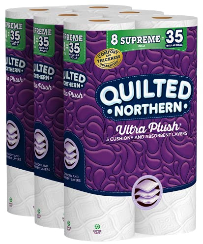 Quilted Northern Ultra Plush Toilet Paper, 24 Supreme Rolls = 105 Regular Rolls, 3-ply Bath Tissue