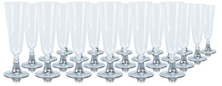 24 Clear Plastic Champagne Flutes/Glasses 140ml