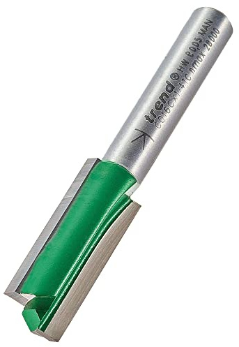 Trend CraftPro Straight Two Flute Router Cutter Bit, 1/4 Inch Shank, 10mm Cut Diameter & 25mm Cut Length, Tungsten Carbide Tipped, C016CX1/4TC