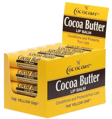 Cococare Cocoa Butter Lip Balm - The Little Yellow Stick - Conditions & Protects Lips with Hydrating Formula - Light Scent of Cocoa Butter - 0.15oz (10 Sticks)