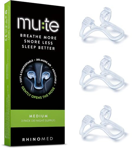 Mute Nasal Dilator Snoring Solution | Medium 3 Pack | Snore Less & Sleep Better | Nasal Strip Alternative | Comfortable Breathing Aids for Better Sleep & Improved Airflow