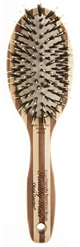 Olivia Garden Healthy Hair Brosse Plate Combo en Bambou, Poils 100% Sanglier et Nylon, Medium, P6
